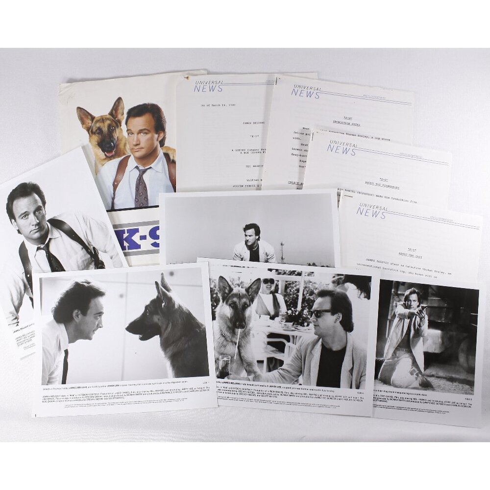 1989 K-9 Movie press kit + 5 photo sheets + production notes, James Belushi, Mel